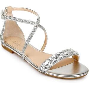 Jewel Badgley Mischka Women's Osome Glitter|Bridal Wedding Glam Flats| 6